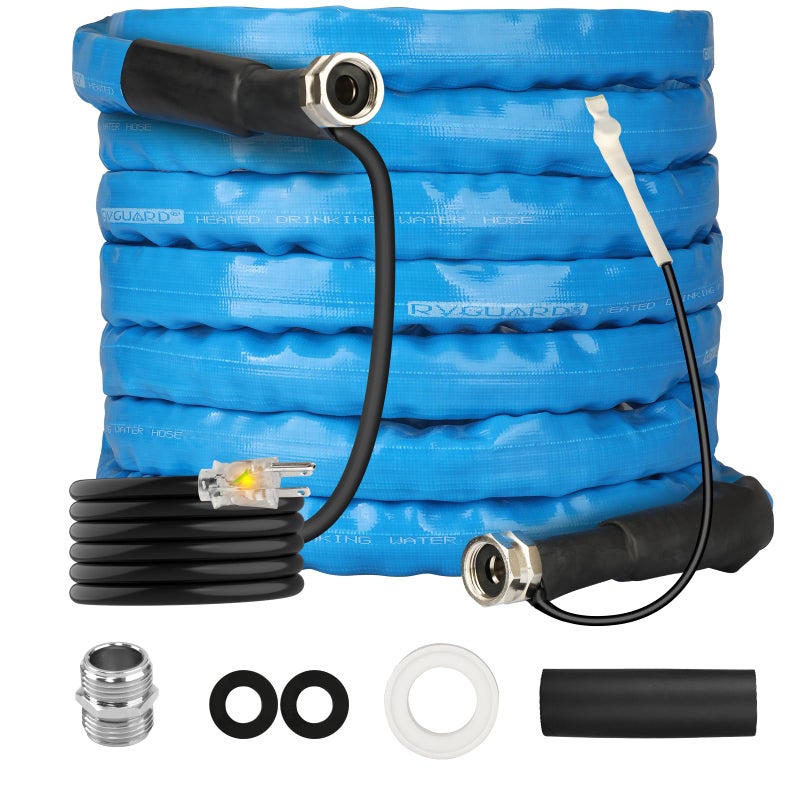 RVGUARD Heated Water Hose 25FT for RV, -20 â„‰ Freeze Protection Heated Water Hose with Energy-Saving Thermostat, Lead and BPA Free for RV/Home/Garden - Image 1
