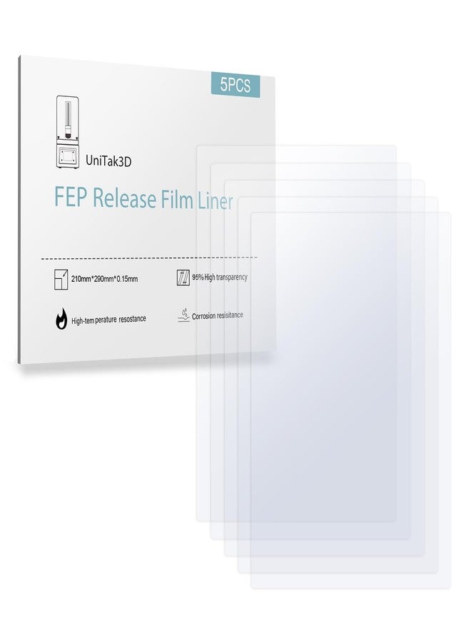 UniTak3D Photon Mono M5s FEP Release Film 210*290mm Compatible with Anycubic Mono M5s Pro/Mono M5s/Mono M5,Photon M3 Premium,for ELEGOO Saturn 3,Saturn 3 Ultra,Saturn 2,Saturn 8K,Halot Mage/Pro 3D Printer-5pcs - Image 1