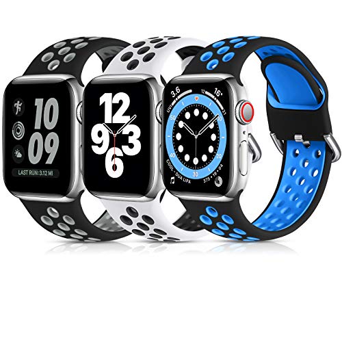 Lerobo 3 Pack Sport Bands Compatible with Apple Watch Band 44mm 46mm 45mm 42mm 49mm Men Women,Soft Silicone Breathable Band for iWatch SE Ultra 3 2 for iWatch Series 11 10 9 8 7 6 5 4 3 2 1 - Image 1
