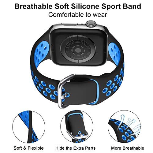 Lerobo 3 Pack Sport Bands Compatible with Apple Watch Band 44mm 46mm 45mm 42mm 49mm Men Women,Soft Silicone Breathable Band for iWatch SE Ultra 3 2 for iWatch Series 11 10 9 8 7 6 5 4 3 2 1 - Image 2
