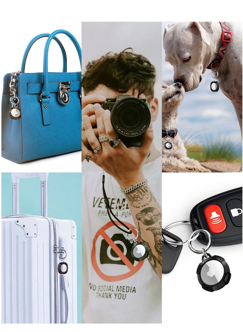 Y&D 2-Pack For Airtag Holder With Anti-Lost Key Fob, Case Tracker, All-Inclusive Drop-Proof Cover HD Case, PC+TPU Full Protection for Keys, Backpack (Black+Blue) - Image 2