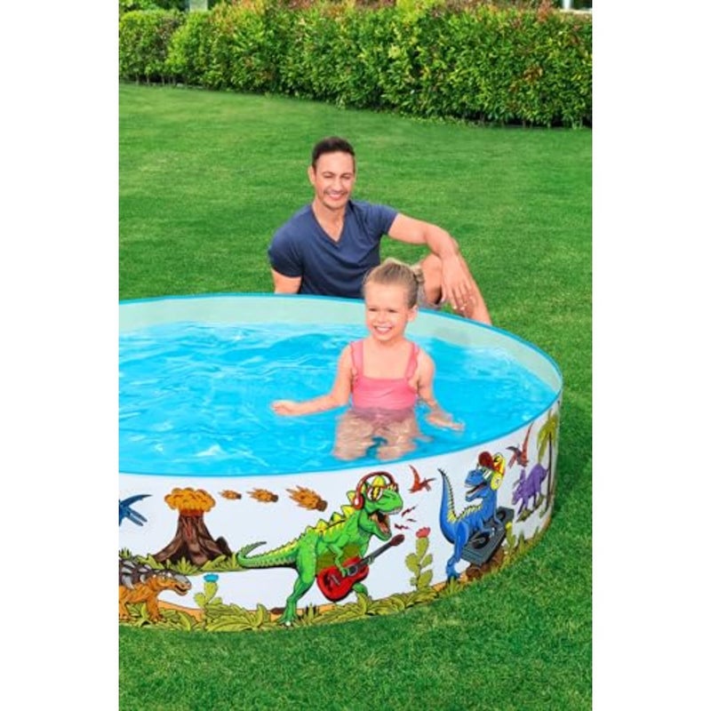 Dinosaur Paddling Pool, Kiddie Swimming Pool, Inflatable Above Ground Pool, Outdoor Garden Pool, 152X25Cm - Image 3