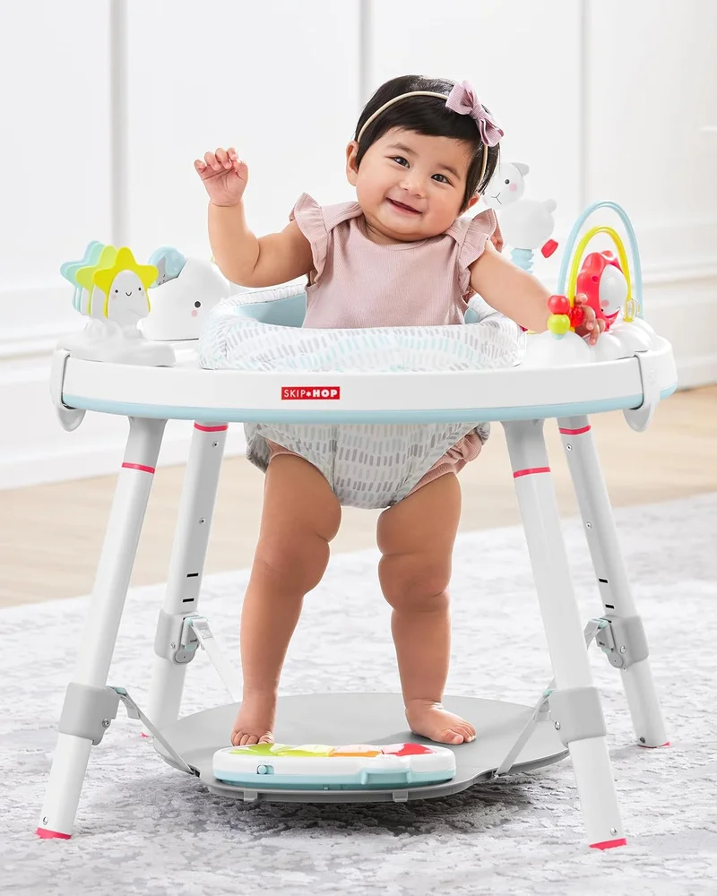 سكيب هوب Baby Activity Center: Interactive Play Center with 3-Stage Grow-with-Me Functionality, 4mo+, Silver Lining Cloud