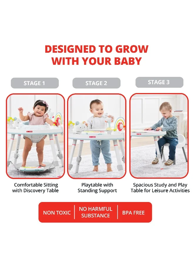 Skip Hop Baby Activity Center: Interactive Play Center with 3-Stage Grow-with-Me Functionality, 4mo+, Silver Lining Cloud