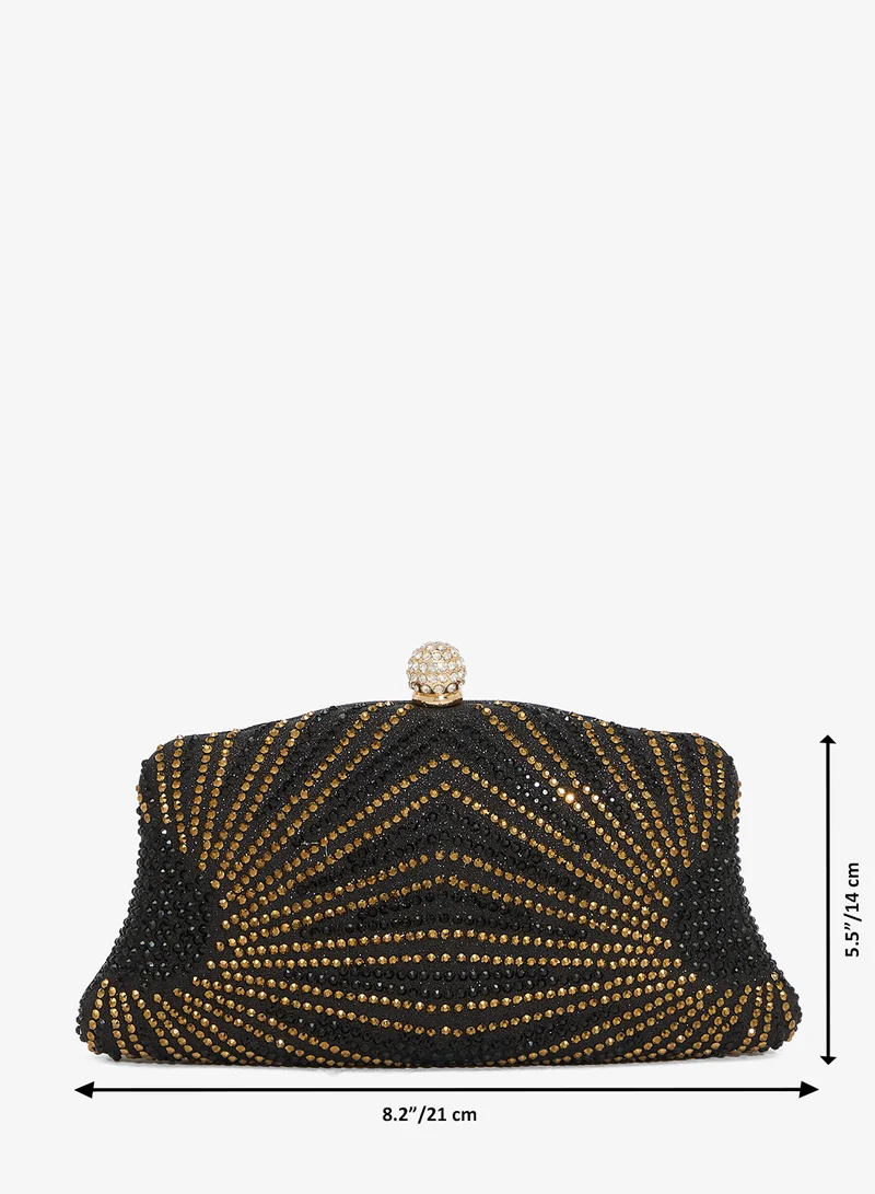 Khizana  Gold Rhinestone Embellished Detailed Clutch for Women | Best Price UAE