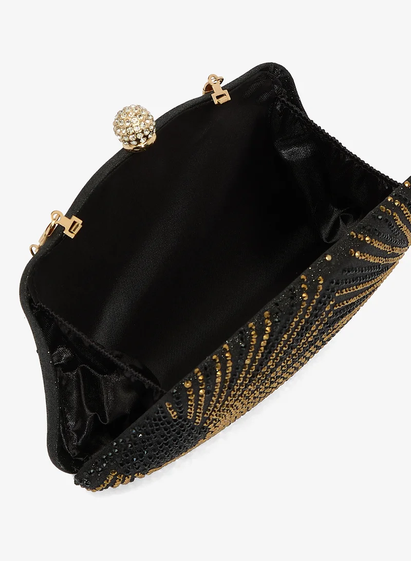 Khizana  Gold Rhinestone Embellished Detailed Clutch for Women | Best Price UAE