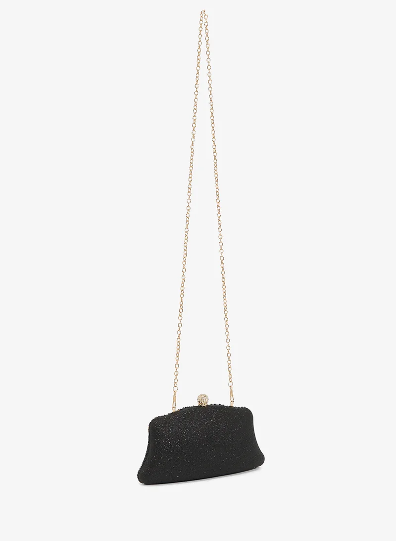 Khizana Gold Rhinestone Embellished Detailed Clutch