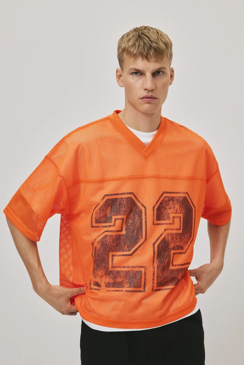 H&M Oversized Fit Printed mesh T-shirt