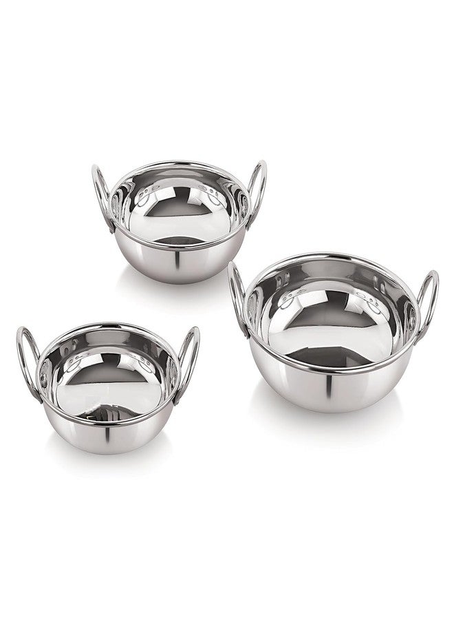 Bartan Star Havey Tri-Ply Stainless Steel Junior Kadai Set of 3 - Image 1