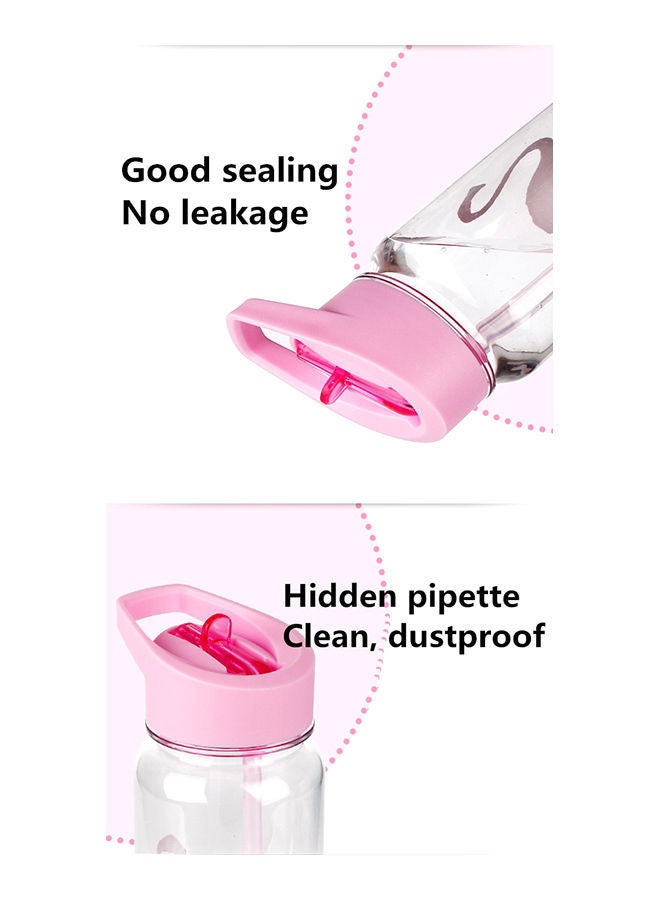 NIBEMINENT Flamingo Print Straw Water Bottle Pink/Clear/Green - Image 3