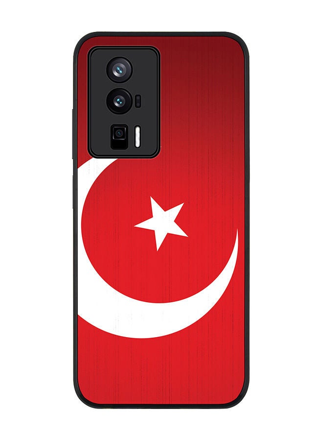 Stylizedd Rugged Black edge case for Xiaomi Poco F5 Pro 5G / Xiaomi Redmi K60 / Xiaomi Redmi K60 Pro Slim fit Soft Case Flexible Rubber Edges Anti Drop TPU Gel Thin Cover - Flag Of Turkey - Image 1