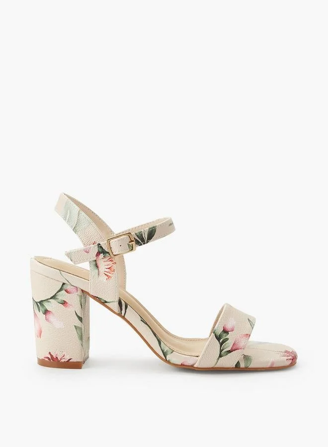 Flora Bella Women Floral Print Block Heel Sandals