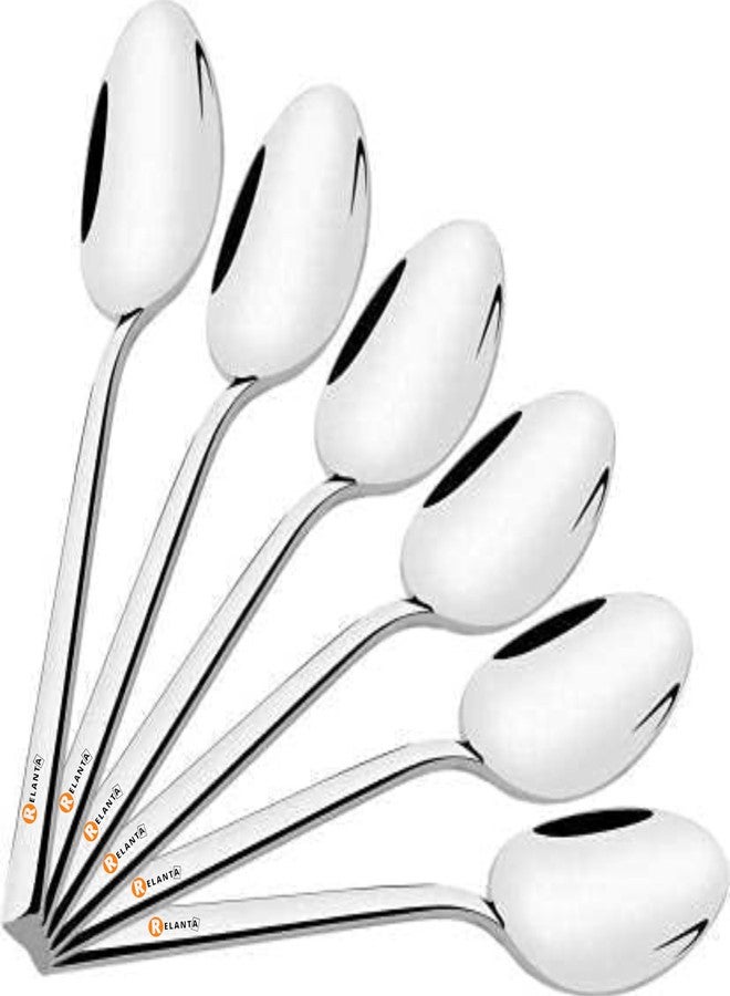 Relanta - Stainless Steel Dinner Spoon/Tea Spoons for Home and Kitchen/Stainless Steel Silverware/Table Spoon Set of 6 pcs. (Large) (Tea (Small)) - Image 2