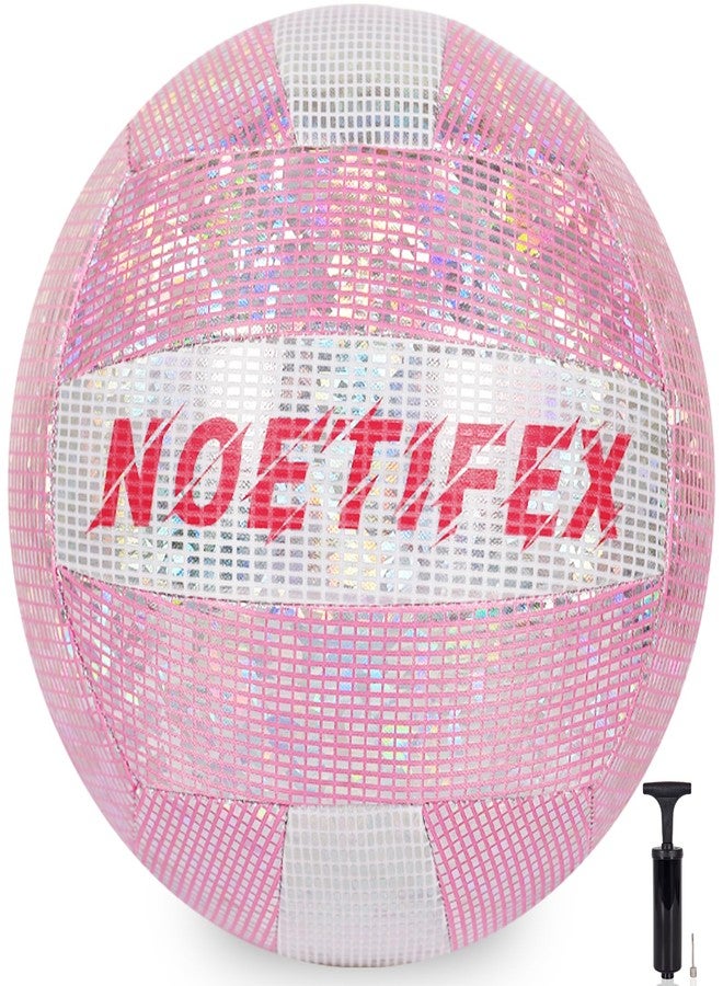 Noetifex Soft Touch Volleyball, Official Size 5 – Thickened Durable Indoor Outdoor Waterproof Volleyball for Beach, Pool, Gym Training & Games, Neon Holographic Fabric Design, with Pump - Image 1