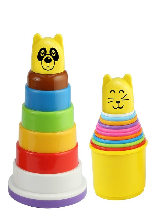TOY FUN 2 in 1 Stacking Toys for Kids, Stacking Rings and Stacking Cups Educational Set Combo Pack - Image 1