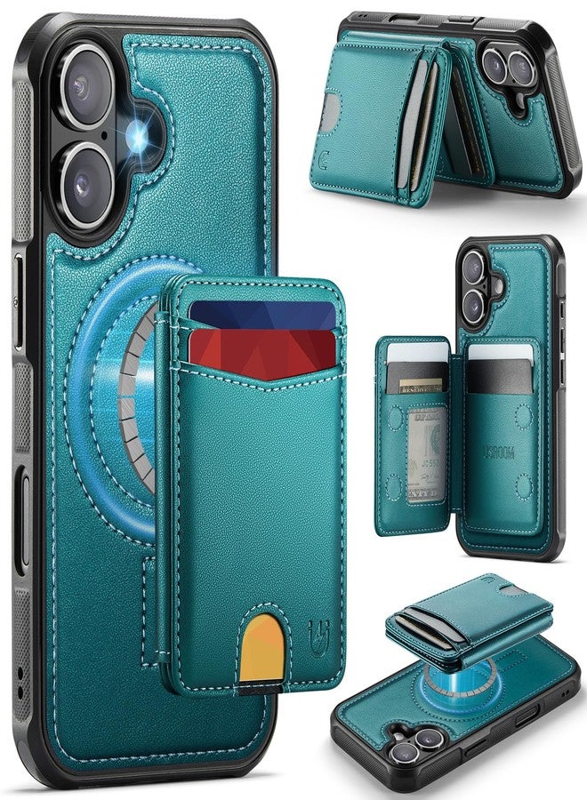 Usroom for iPhone 17 Case Wallet Compatible with MagsafeRFID Blocking Magnetic Card Holder 2 in 1 Detachable Kickstand Shockproof Phone Case for iPhone 17 6.3" Bluish Green - Image 1