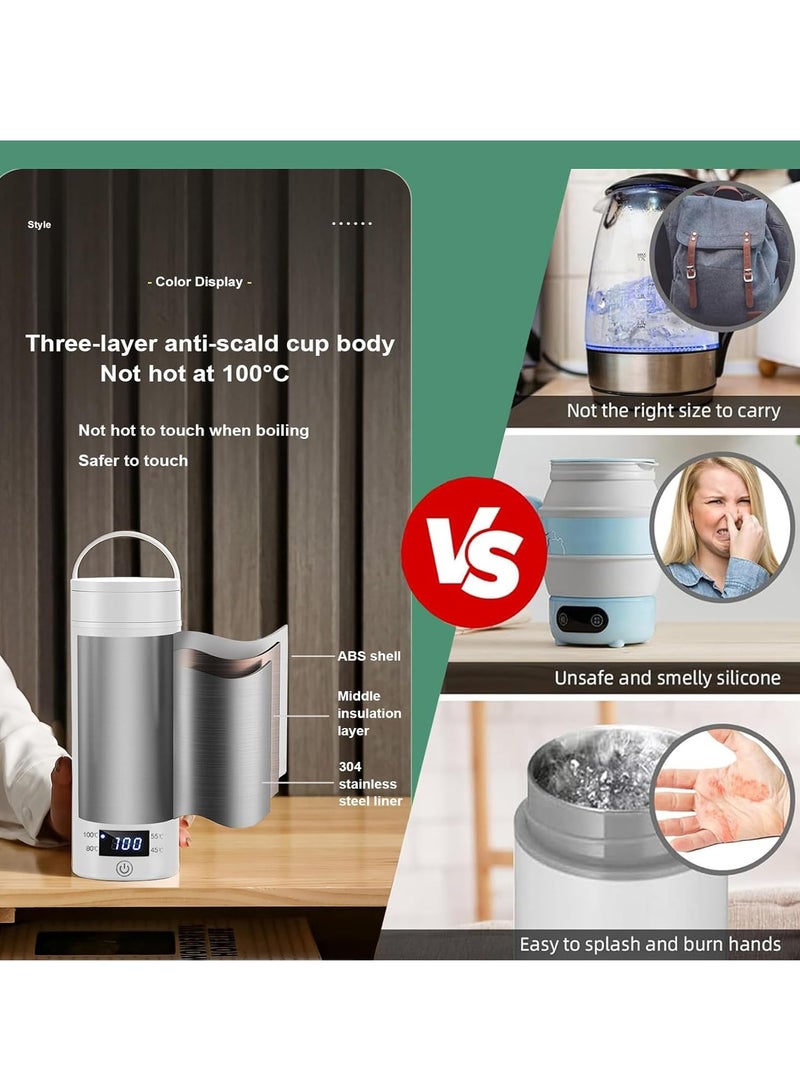 Travel Electric Kettle, Portable Electric Heating Mug, Water Heater with 4 Temperature Preset Controls, Automatic Shutoff and Dry-Boil Protection, Small Mini Portable Kettle 500ml  - Image 4