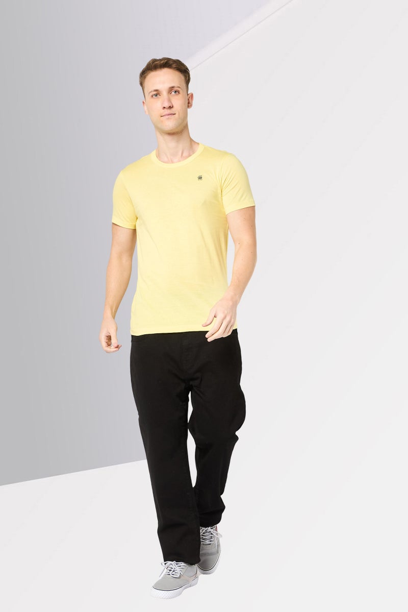 G-Star RAW Men Crew Neck Short Sleeve Brand Logo T-Shirt, Yellow - Image 2