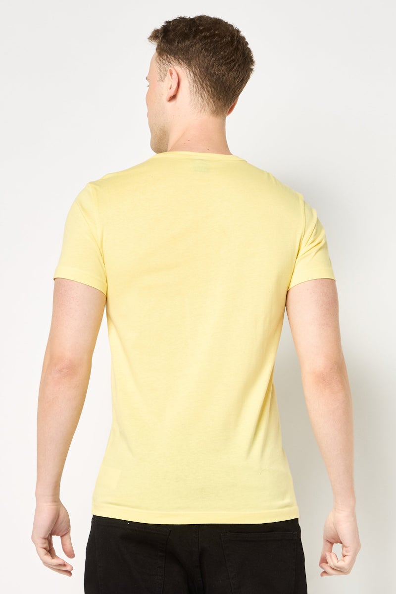 G-Star RAW Men Crew Neck Short Sleeve Brand Logo T-Shirt, Yellow - Image 4