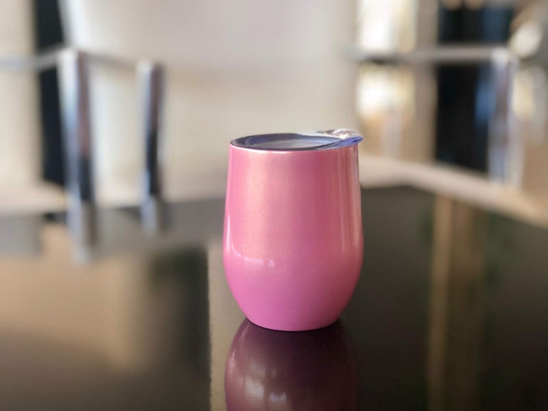 CHILLOUT LIFE 12 oz Stainless Steel Tumbler with Lid & Gift Box - Wine Tumbler Double Wall Vacuum Insulated Travel Tumbler Cup for Coffee  Wine  Cocktails  Ice Cream - PINK SPARKLE - Image 5