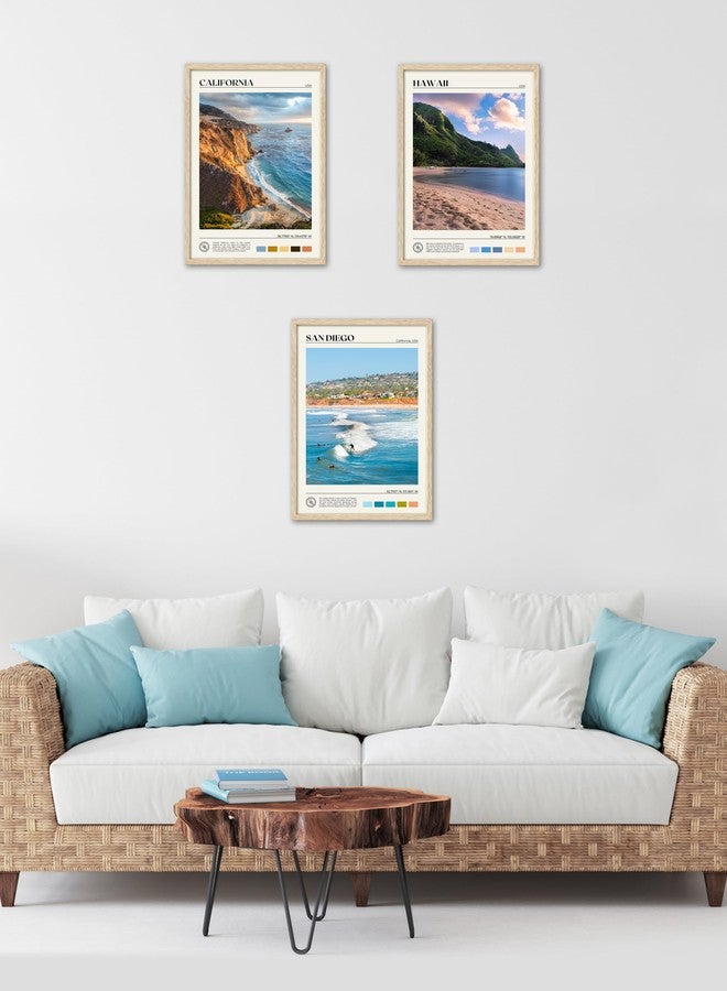 HesenDot Natural OAK Wood Hawaii Framed Wall Art,12x16in Makana Mountain Natural Scenery Canvas Wall Print,Classic Urban City Landmark Wall Decor for Living Room,Bedroom,Office Gallery Gifts Set of 1 - Image 4