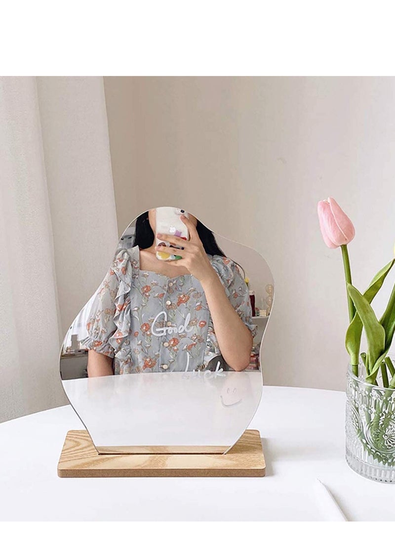 SYOSI Acrylic Makeup Mirror for Desk with Stand-Aesthetic Desk Decor Vanity Mirror-Frameless Table top for Bedroom,Living Room and Minimal Spaces Room Decor (Baby Fat) - Image 2
