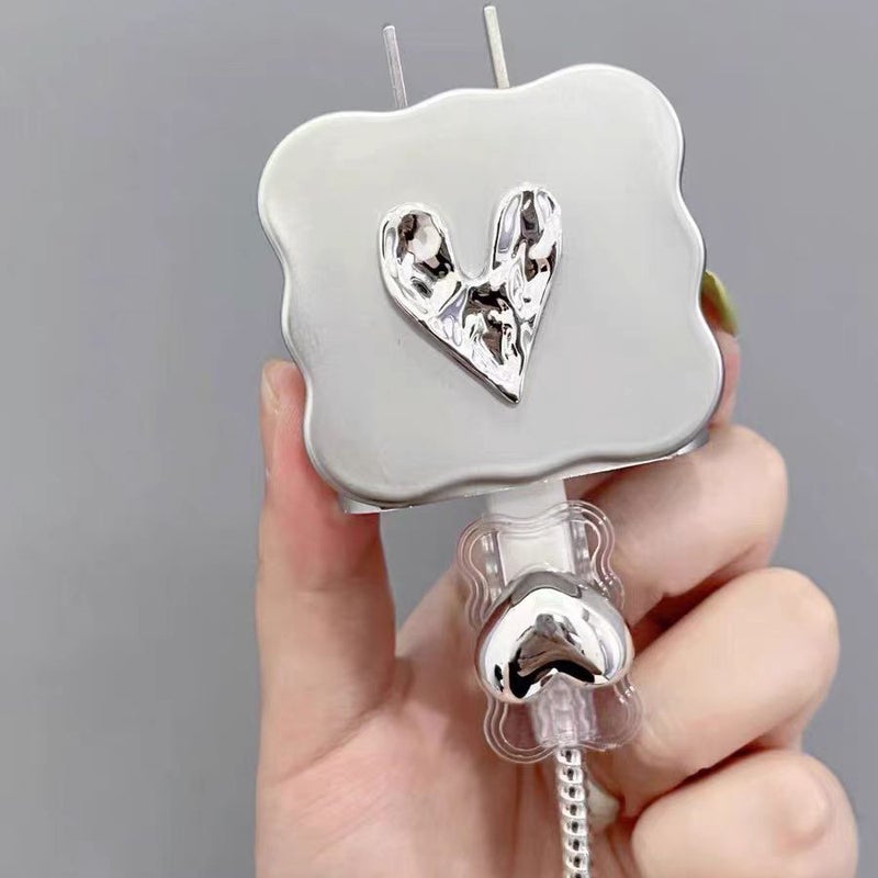 خرز مجوهرات DIY من البلاستيك المطلي بطبقة معدنية على شكل قلب ودب - Image 4