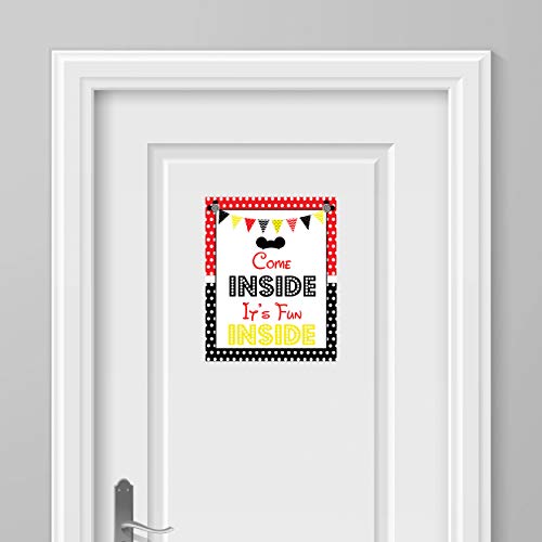 OrangeDolly Mickey Birthday Signs - 8" x 10" Set of 4 Mickey Mouse Party Signs - Mickey Mouse Food Labels - Come Inside Its Fun Inside Sign - We've Got Ears Say Cheers Sign - Hot Diggity Dog Bar Sign Mickey Mouse - Image 3