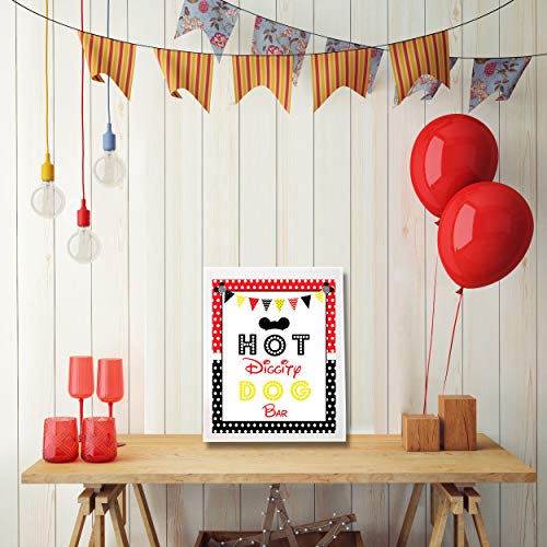 OrangeDolly Mickey Birthday Signs - 8" x 10" Set of 4 Mickey Mouse Party Signs - Mickey Mouse Food Labels - Come Inside Its Fun Inside Sign - We've Got Ears Say Cheers Sign - Hot Diggity Dog Bar Sign Mickey Mouse - Image 4