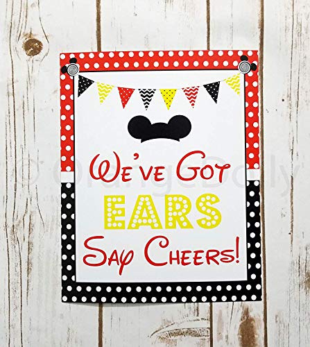 OrangeDolly Mickey Birthday Signs - 8" x 10" Set of 4 Mickey Mouse Party Signs - Mickey Mouse Food Labels - Come Inside Its Fun Inside Sign - We've Got Ears Say Cheers Sign - Hot Diggity Dog Bar Sign Mickey Mouse - Image 5