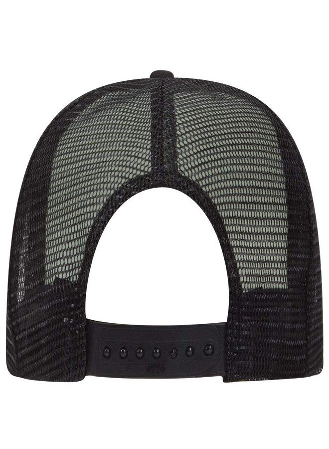 أوتو قبعة أوتو سناب دائرية مسطحة ذات تاج مرتفع وظهر شبكي وخمسة أجزاء - أسود/أبيض/أسود - Image 3