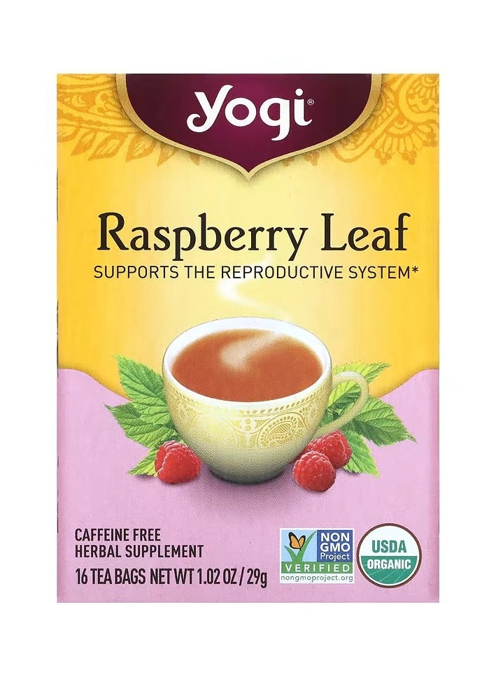 يوغي شاي أوراق توت العليق للنساء، خالٍ من الكافيين، 16 كيس شاي، 29 جم - Image 1