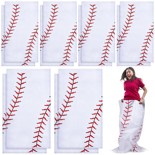 Cindeer 12 Pcs Potato Sack Race Bags Sports Themed Potato Race Jumping Bags 40 x 20 Inches for Adults Family Party Games and Activities Party SuppliesBaseball - Image 1
