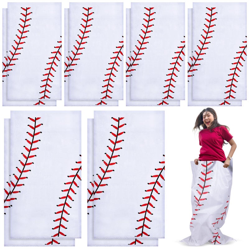 Cindeer 12 Pcs Potato Sack Race Bags Sports Themed Potato Race Jumping Bags 40 x 20 Inches for Adults Family Party Games and Activities Party SuppliesBaseball - Image 3