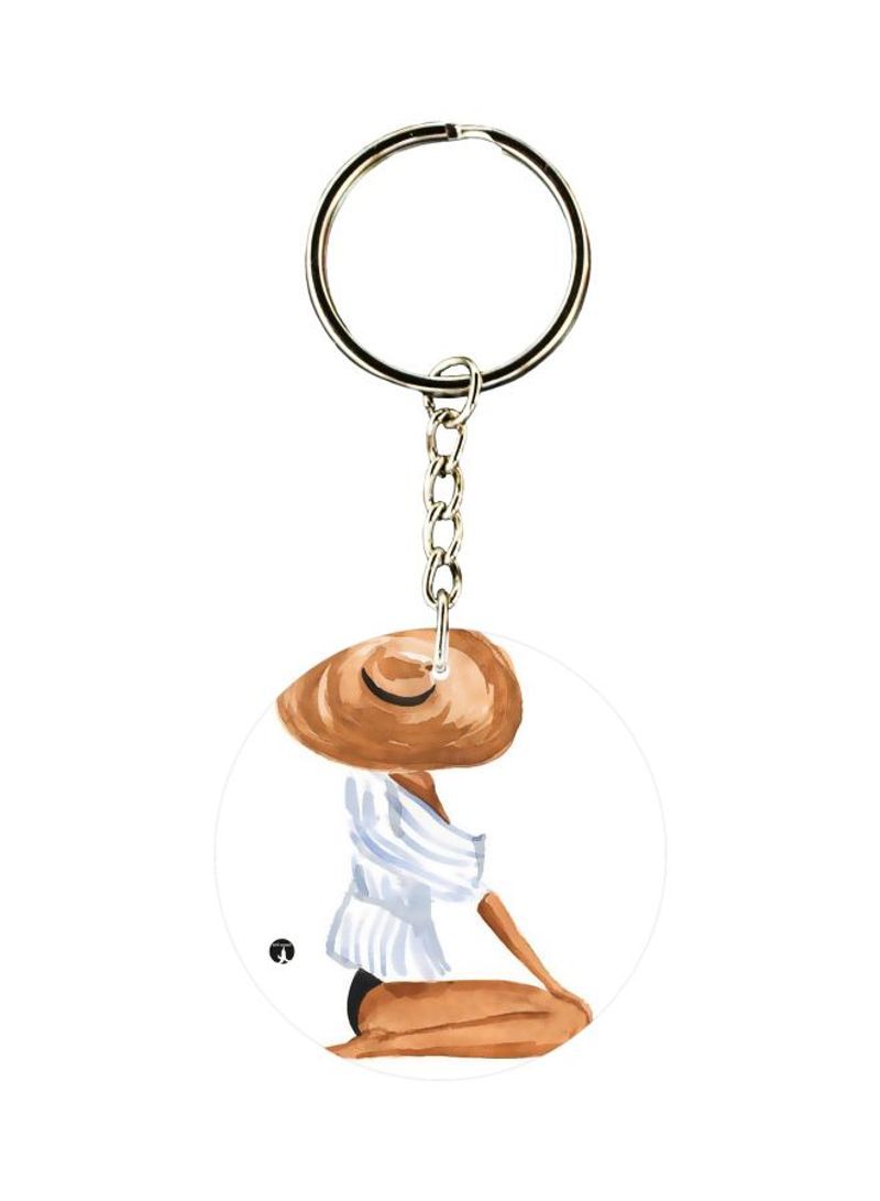 Sea Beach Girl Printed Keychain