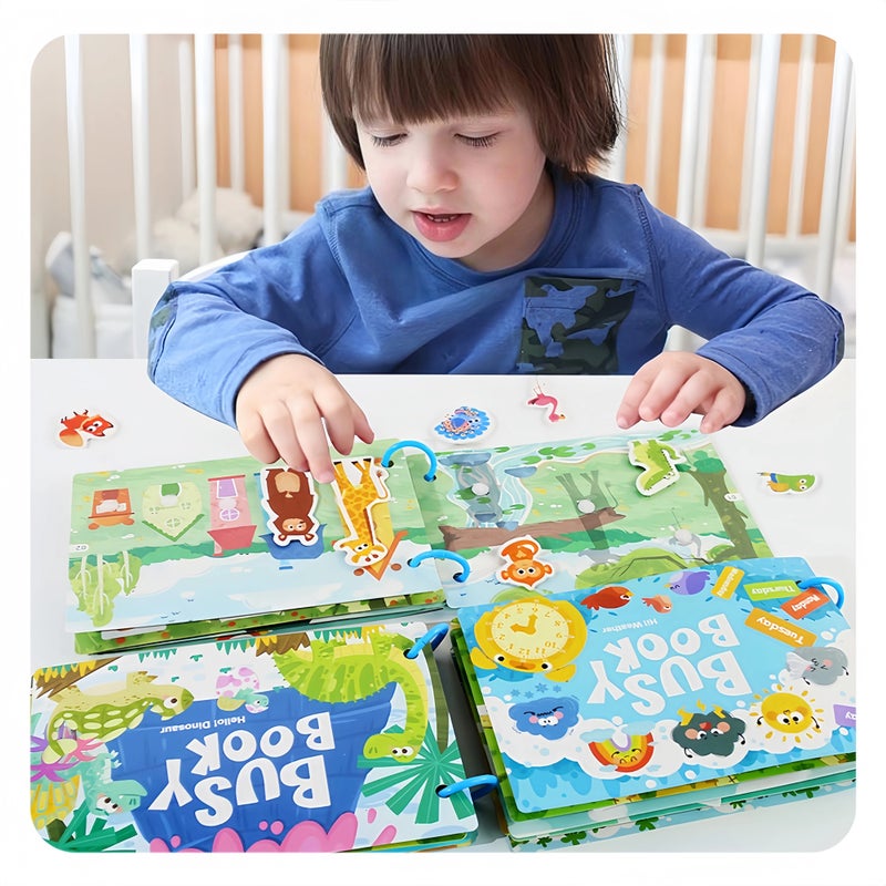 Bluejw Montessori Educational Toy Preschool Kindergarten Learning Animal Quiet Busy Book with Sticker Activities for Kids Picture Books - Image 2