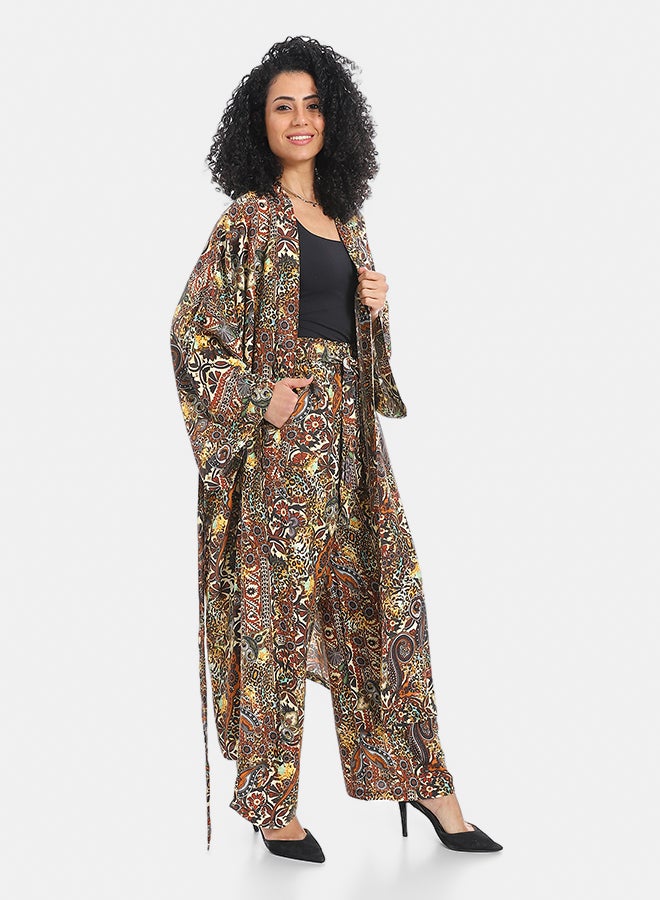 Red Circle Women's Kimono Floral Pants Suit - Image 2