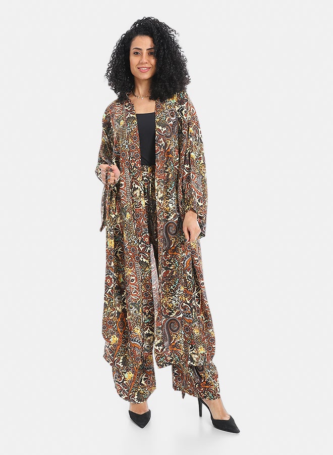 Red Circle Women's Kimono Floral Pants Suit - Image 1