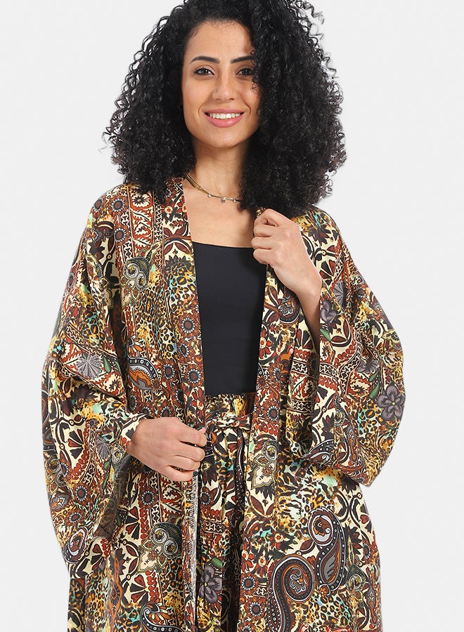 Red Circle Women's Kimono Floral Pants Suit - Image 4