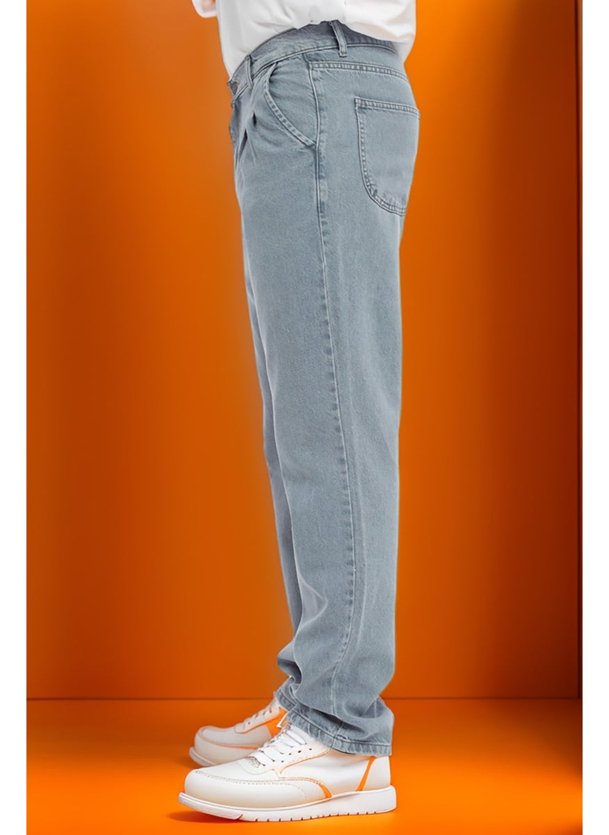 Cedy Denim - بنطلون جينز رجالي فضفاض بقصّة واسعة وخصر مرتفع ومطوي - C354 - Image 1