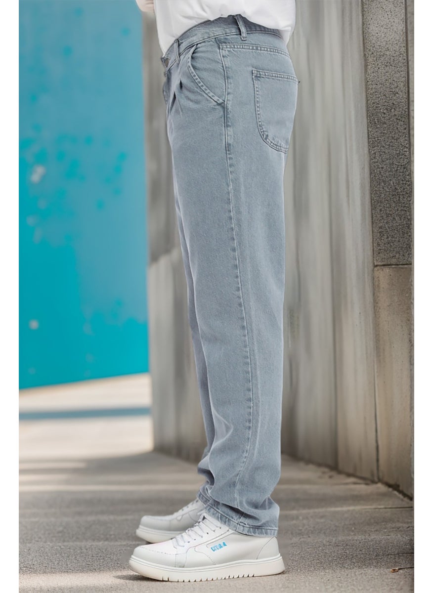 Cedy Denim - بنطلون جينز رجالي فضفاض بقصّة واسعة وخصر مرتفع ومطوي - C354 - Image 1
