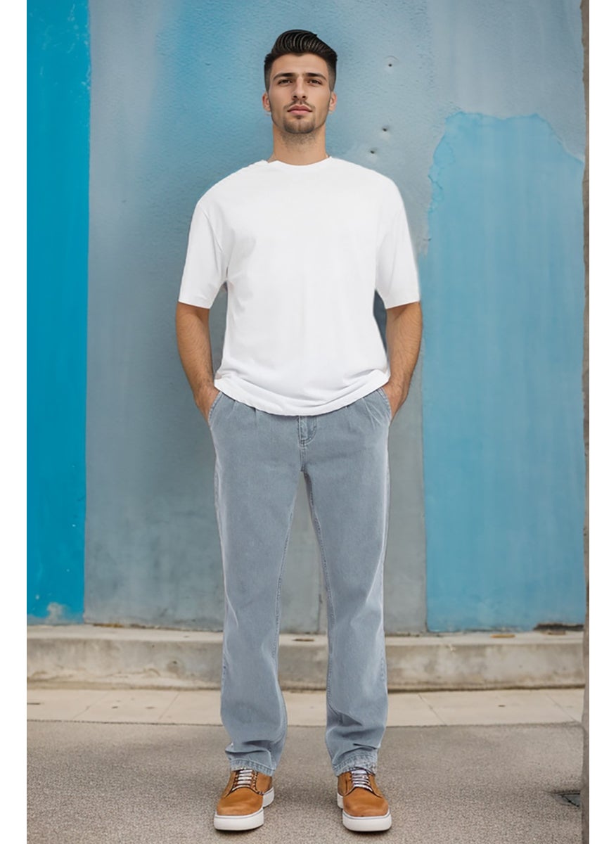 Cedy Denim - بنطلون جينز رجالي فضفاض بقصّة واسعة وخصر مرتفع ومطوي - C354 - Image 1