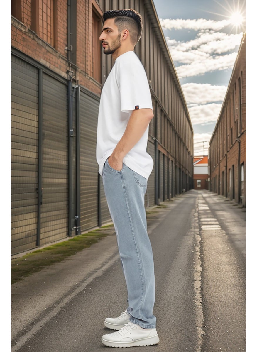 Cedy Denim - بنطلون جينز رجالي فضفاض بقصّة واسعة وخصر مرتفع ومطوي - C354 - Image 1