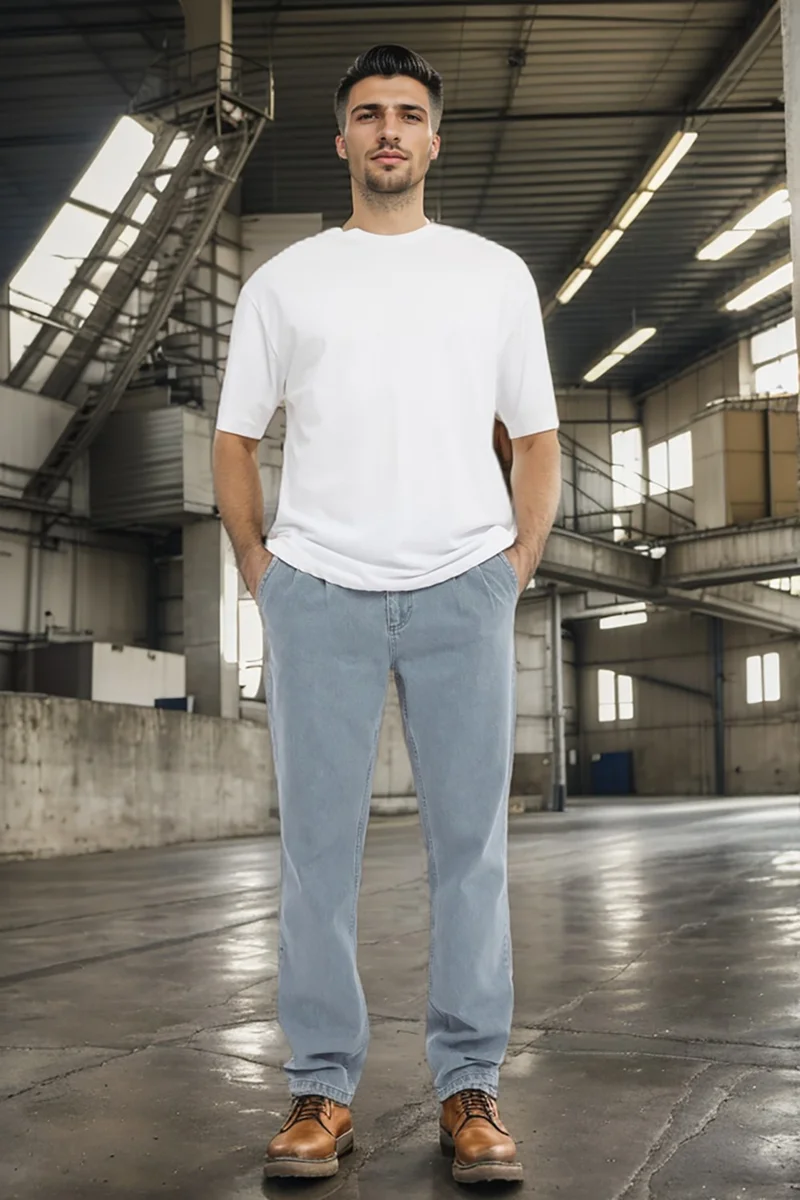 Cedy Denim Men's Pleated High Waist Loose Cut Baggy Loose Fit Jean PANTS-C354