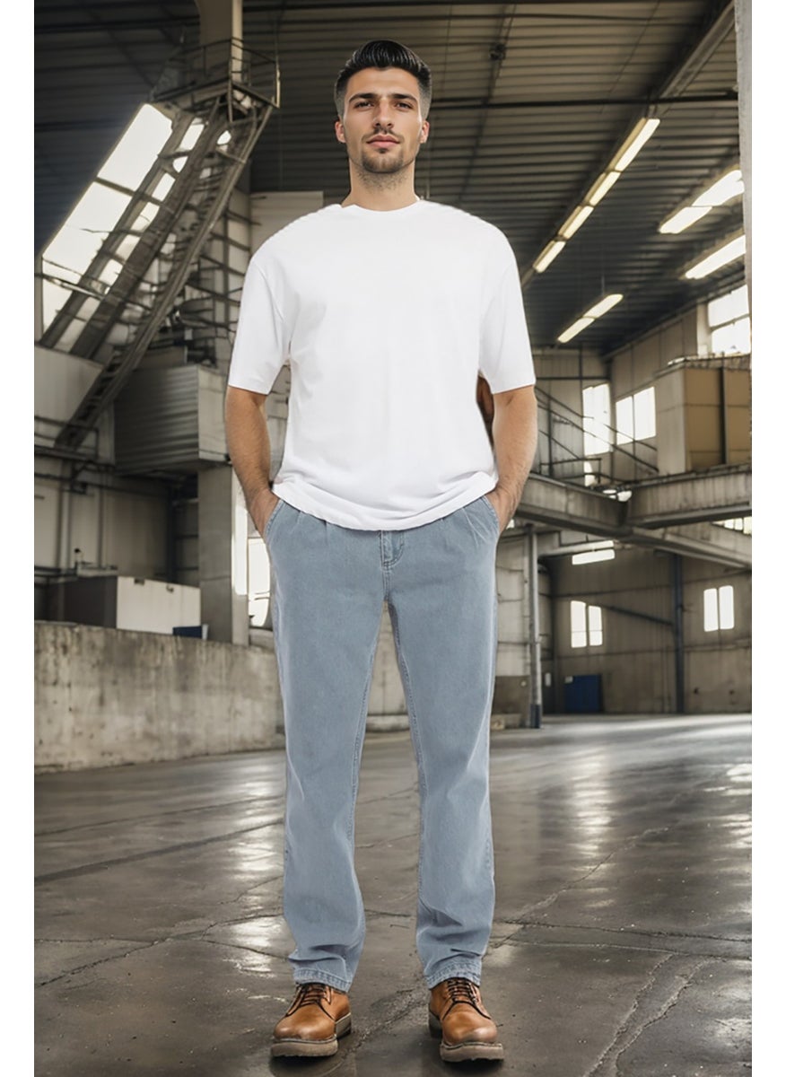 Cedy Denim - بنطلون جينز رجالي فضفاض بقصّة واسعة وخصر مرتفع ومطوي - C354 - Image 1