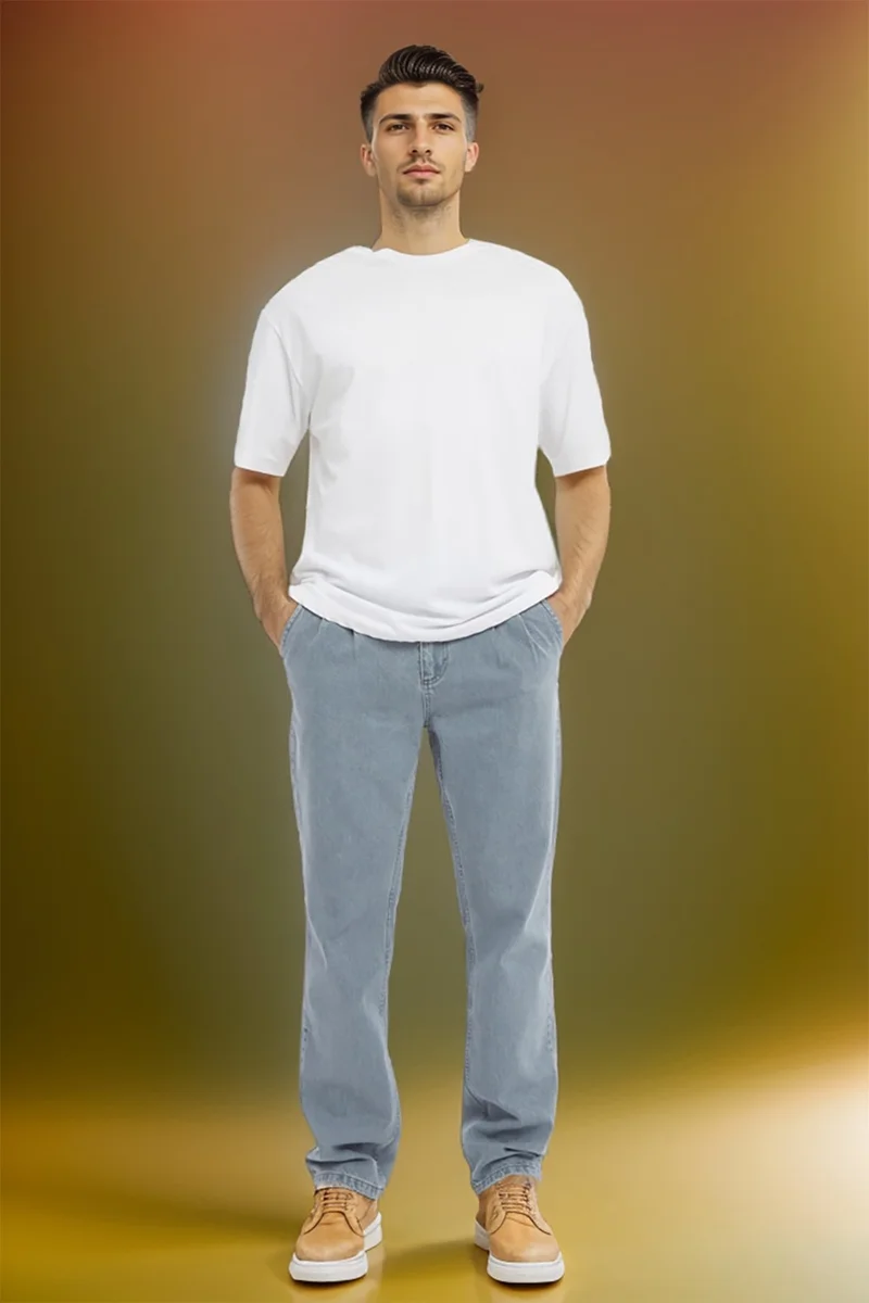 Cedy Denim Men's Pleated High Waist Loose Cut Baggy Loose Fit Jean PANTS-C354