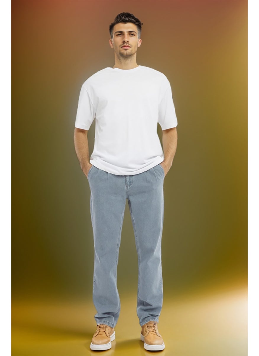 Cedy Denim - بنطلون جينز رجالي فضفاض بقصّة واسعة وخصر مرتفع ومطوي - C354 - Image 1