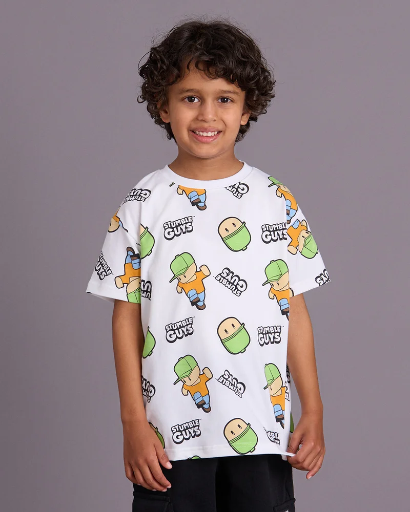 REDTAG Boys White Printed T-Shirt