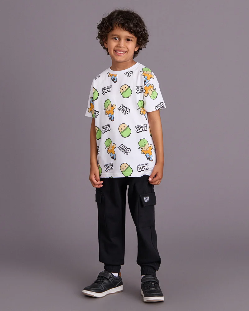 REDTAG Boys White Printed T-Shirt