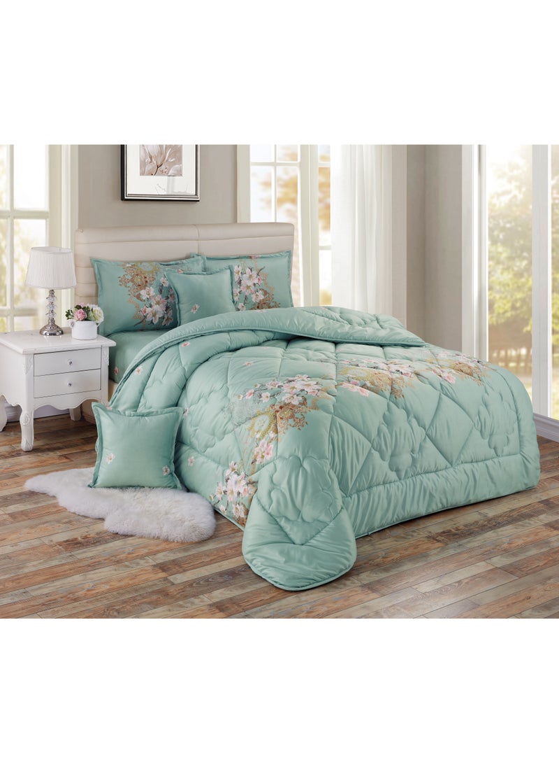 Moon - 6Piece King Size 220x240Cm Comforter Set Medium Filling Bedding Set For All Season Includes 1Comforter 1Bedsheet 2Pillow Shams And 2Cushion Cases - Image 1